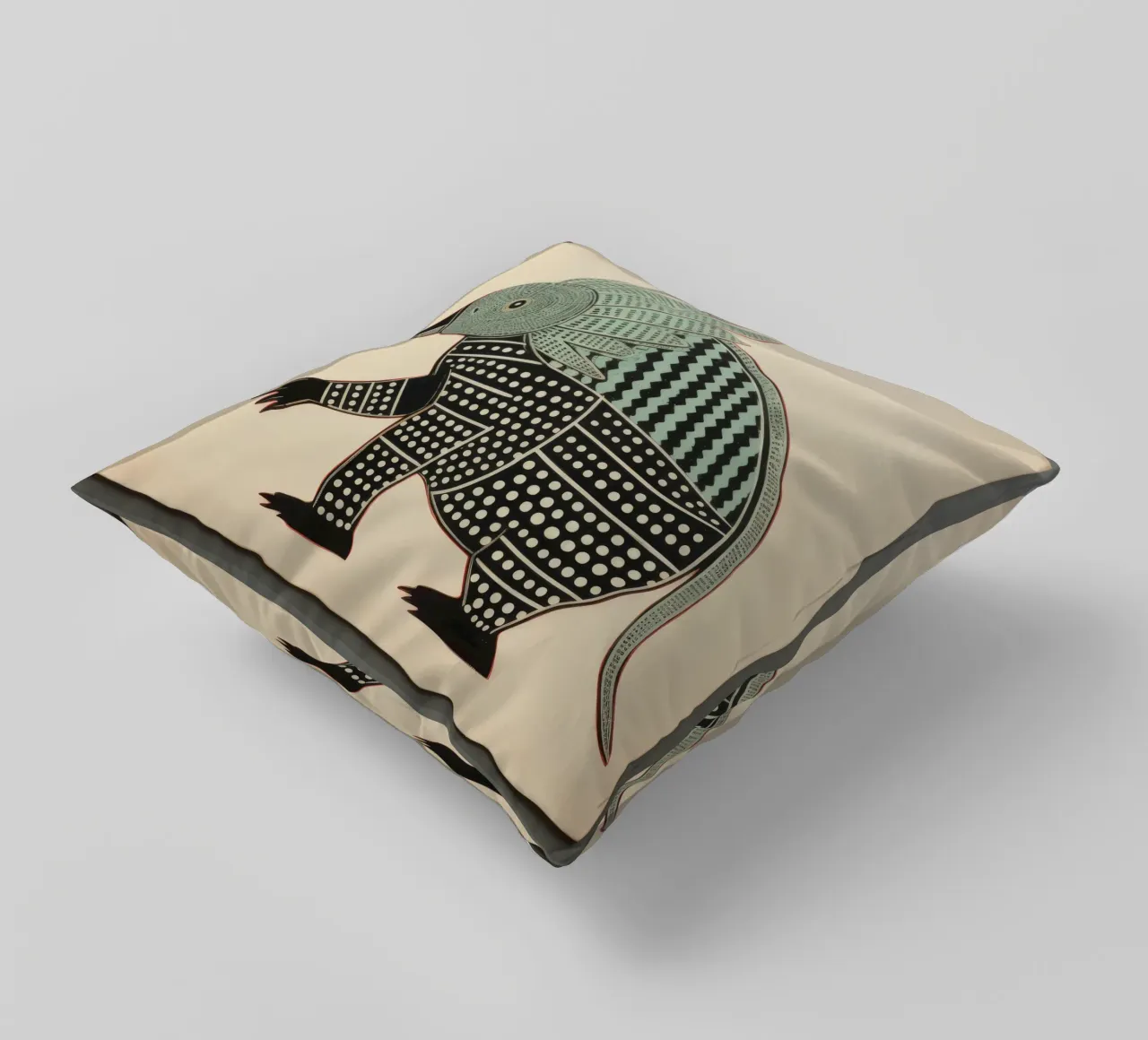 Armadillo verde 4 cuscino da Minimal Animal Art