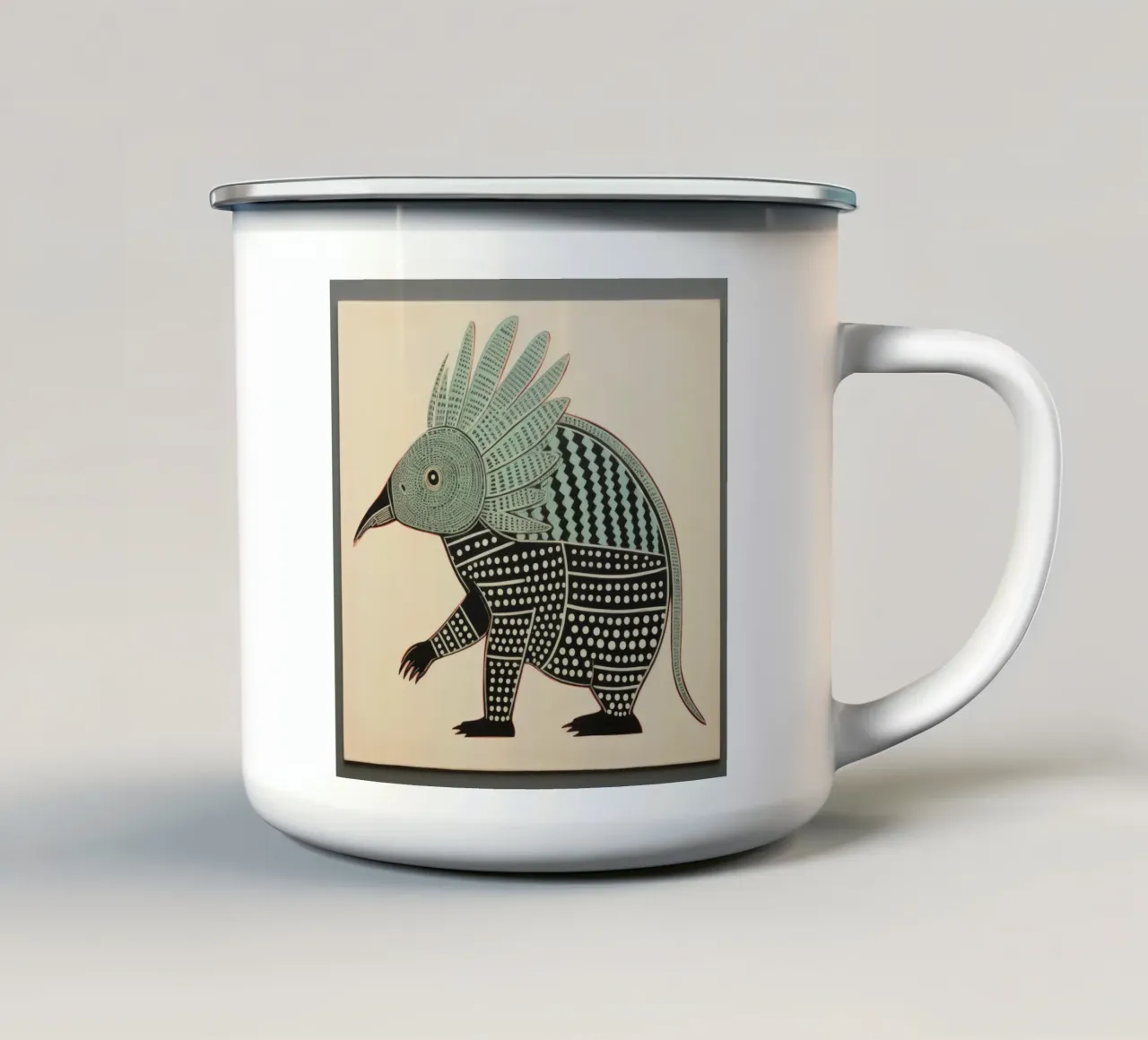 Armadillo verde 4 tazza in smalto da Minimal Animal Art