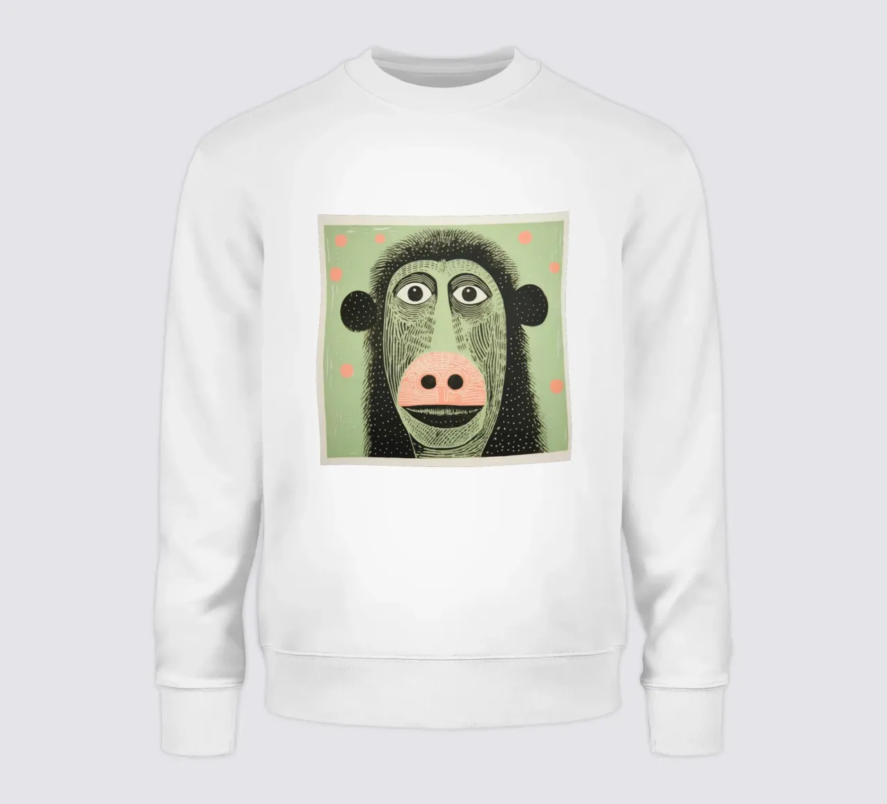 Green Baboon sweatshirt by Minimal Animal Art