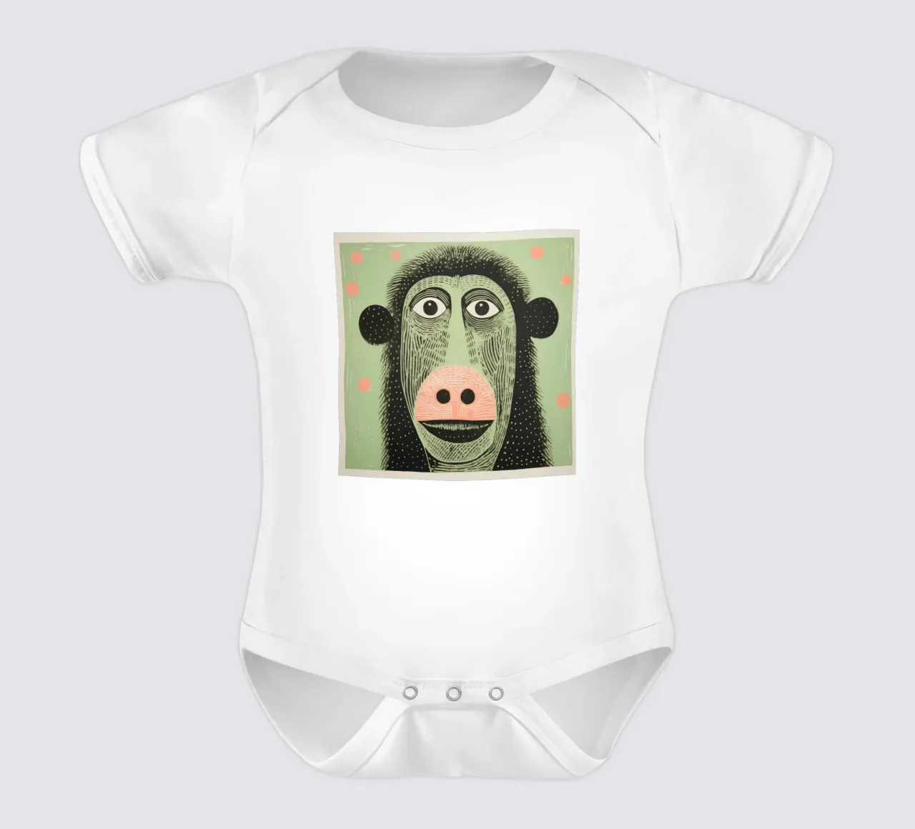 Babbuino verde 1 body neonato maniche corte da Minimal Animal Art