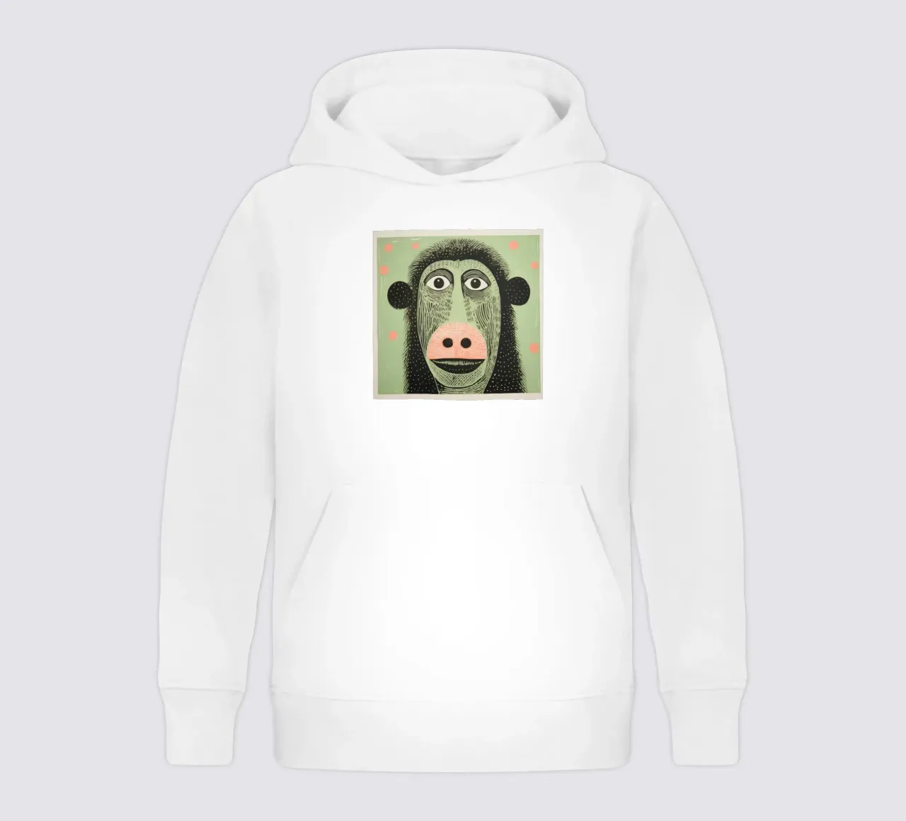 Babbuino verde 1 felpa bambino con cappuccio da Minimal Animal Art