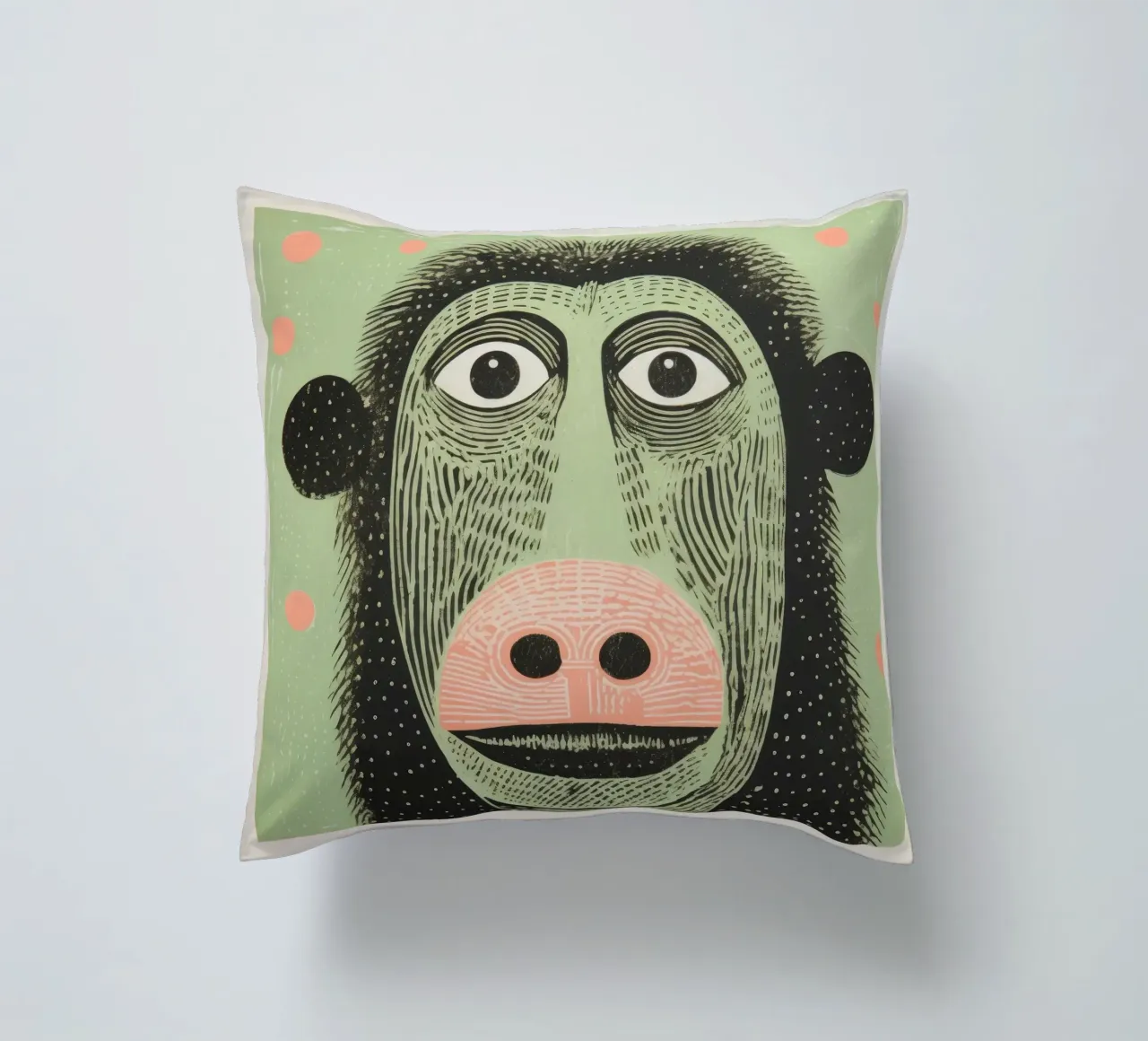 Babbuino verde cuscino da Minimal Animal Art