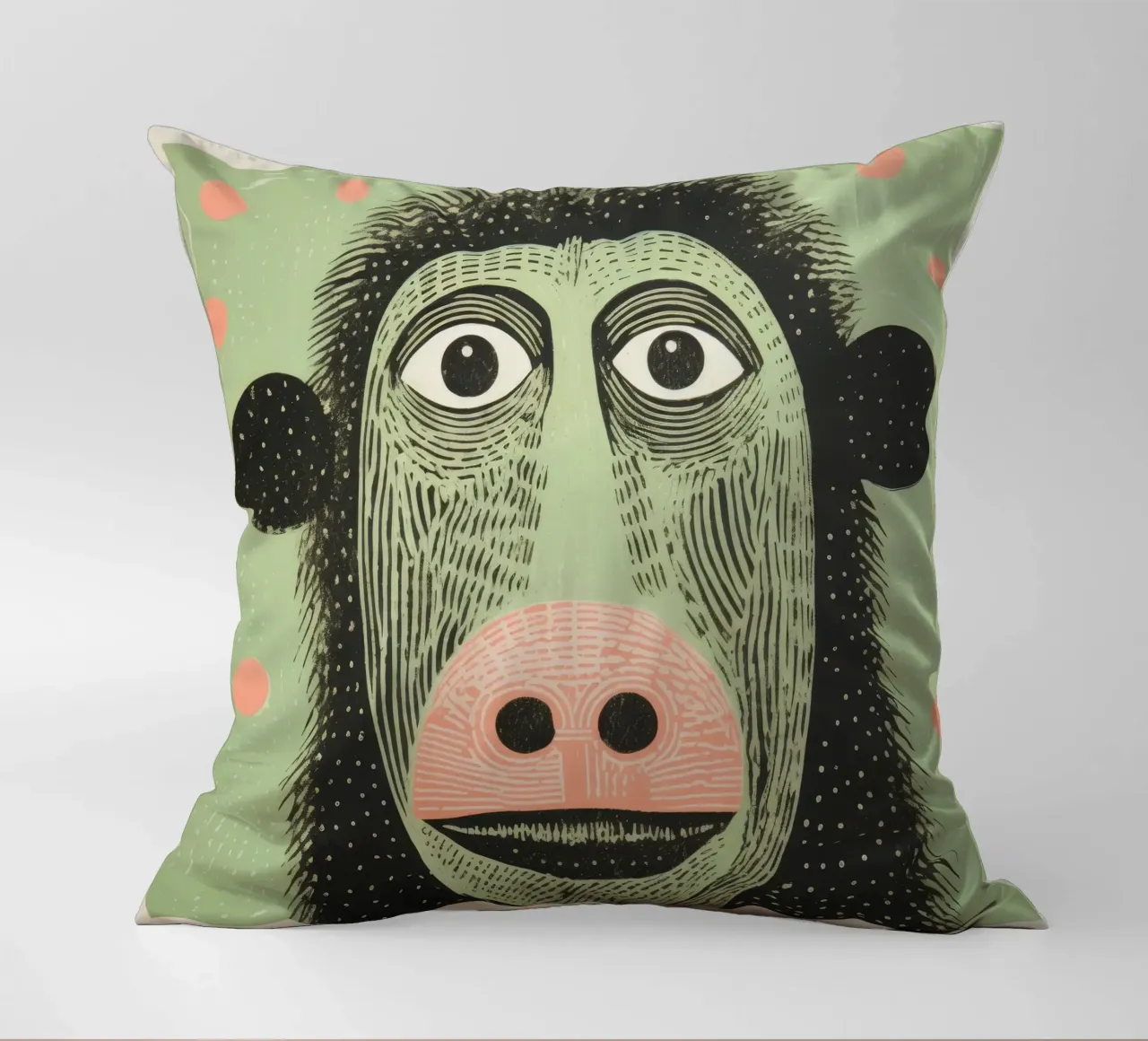 Babbuino verde cuscino da Minimal Animal Art