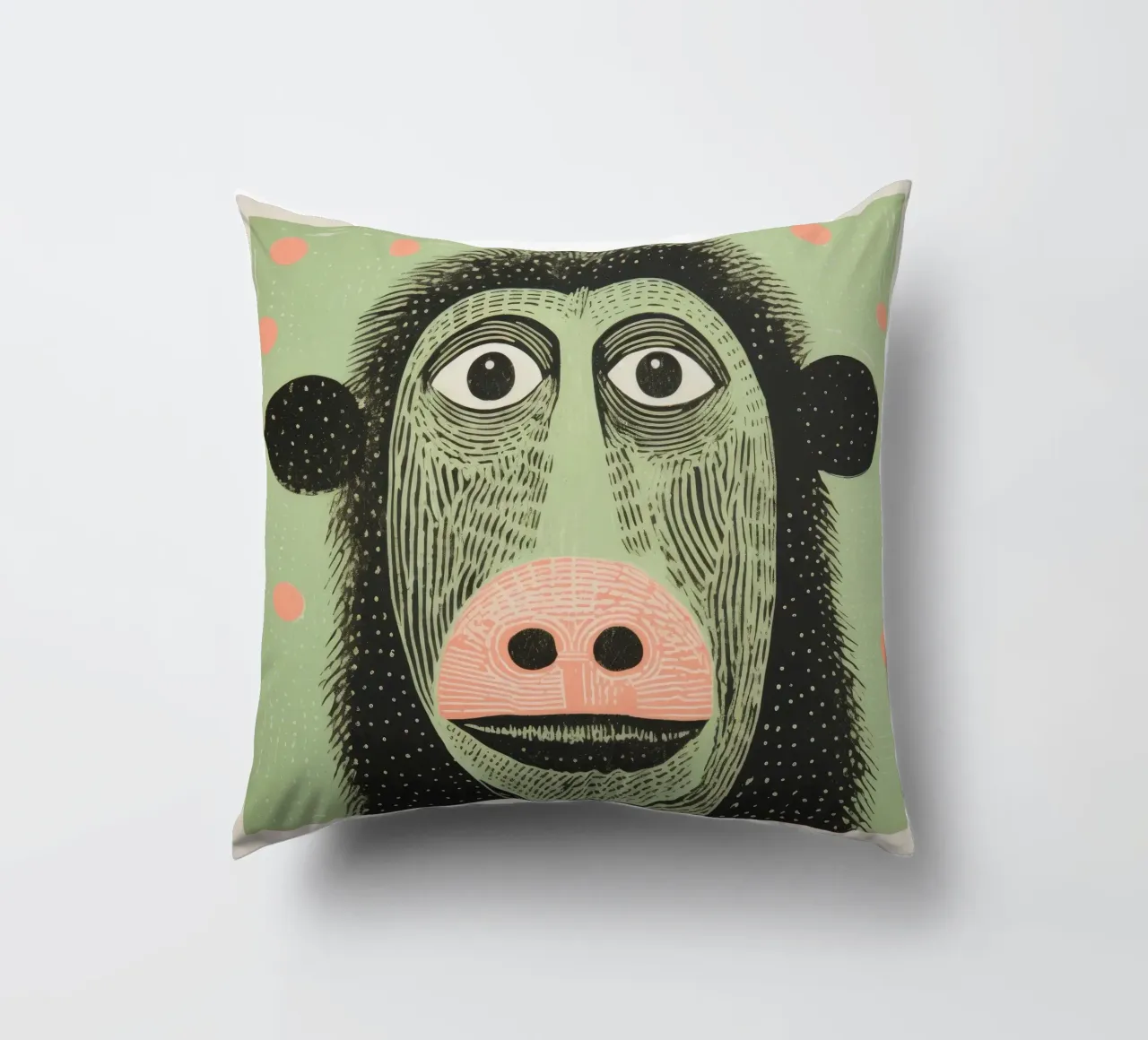 Babbuino verde cuscino da Minimal Animal Art