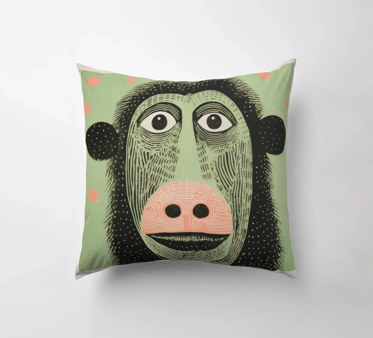 Babbuino verde 1 cuscino da Minimal Animal Art