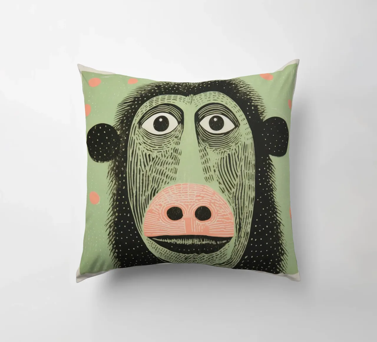 Babbuino verde cuscino da Minimal Animal Art