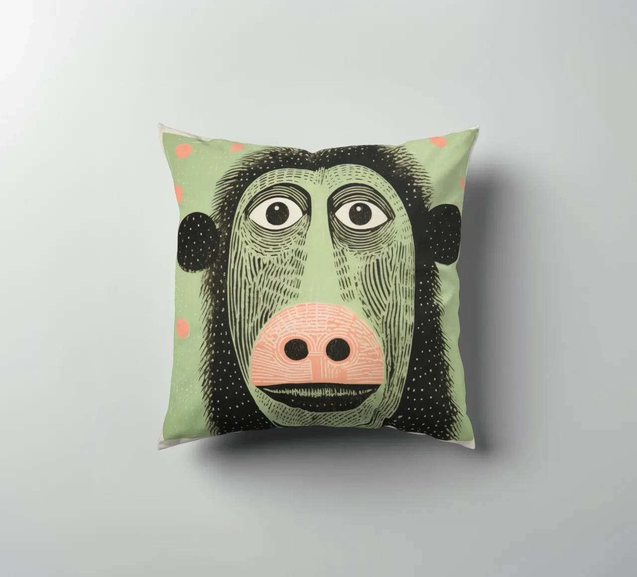 Babbuino verde 1 cuscino da Minimal Animal Art