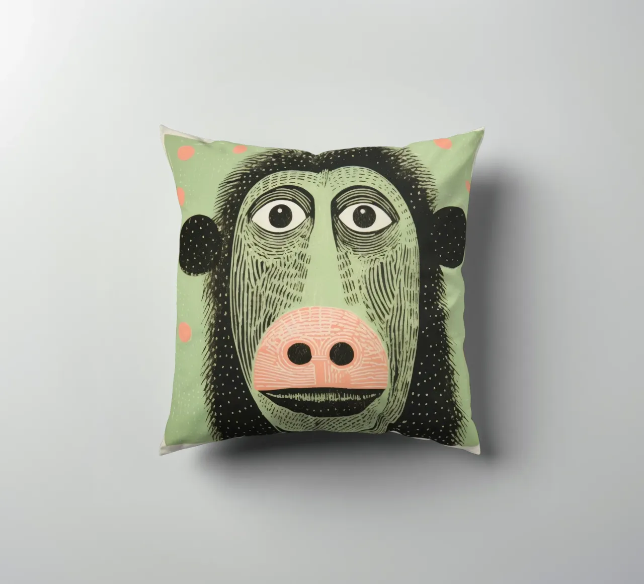 Babbuino verde cuscino da Minimal Animal Art