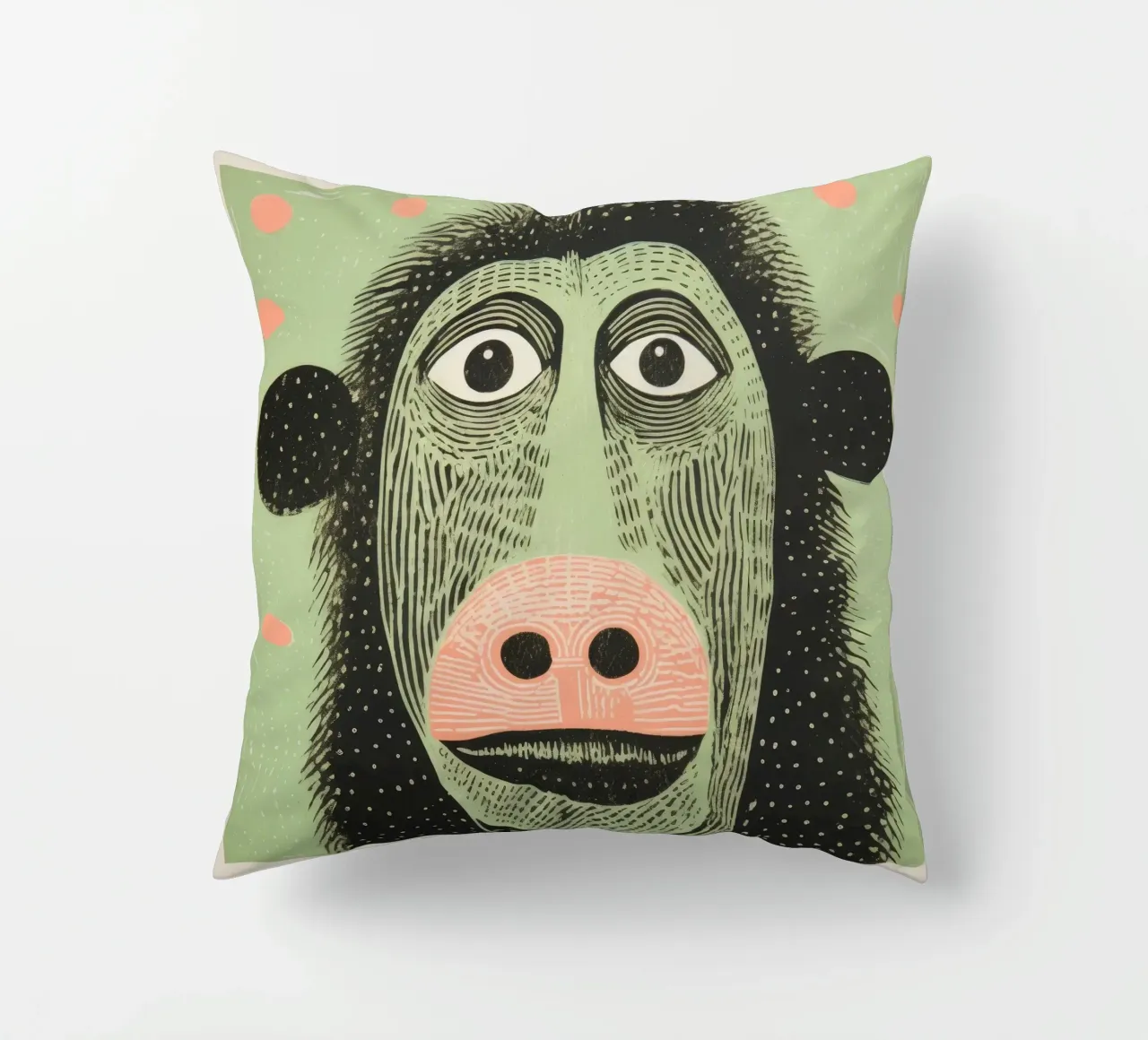 Babbuino verde cuscino da Minimal Animal Art