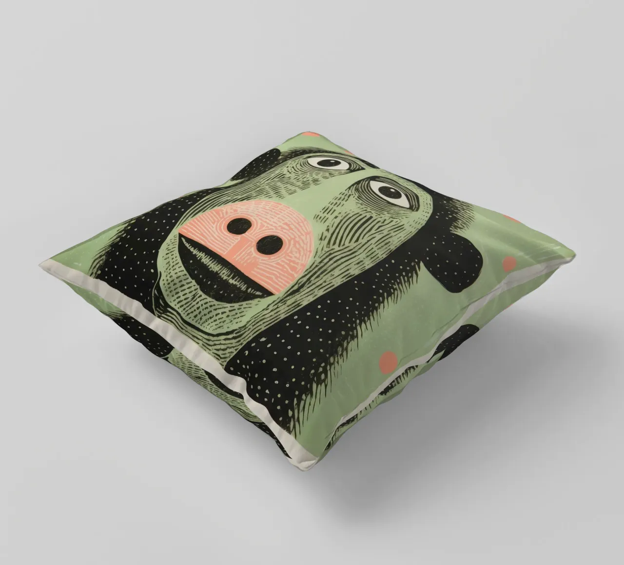 Babbuino verde cuscino da Minimal Animal Art