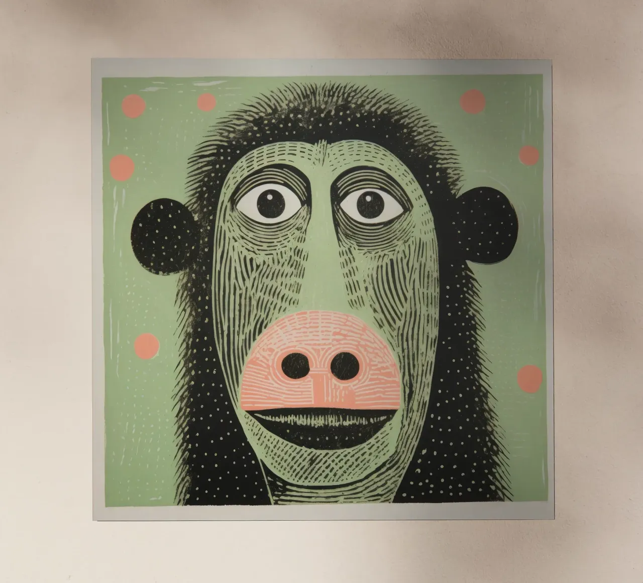 Babbuino verde pellicola backlit da Minimal Animal Art