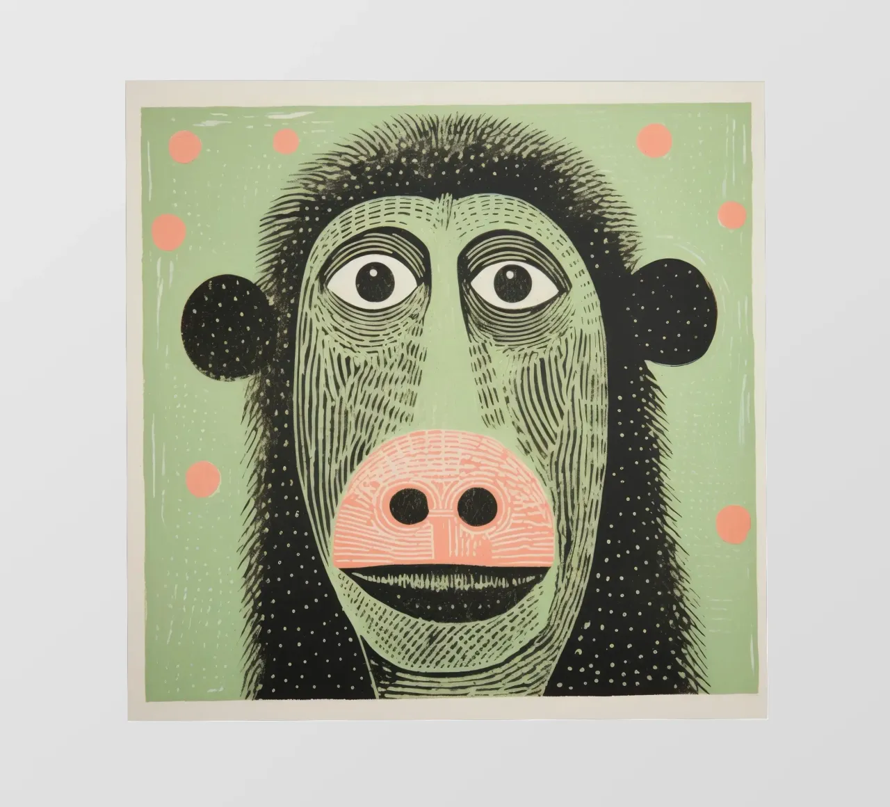 Babbuino verde telo in pvc da Minimal Animal Art