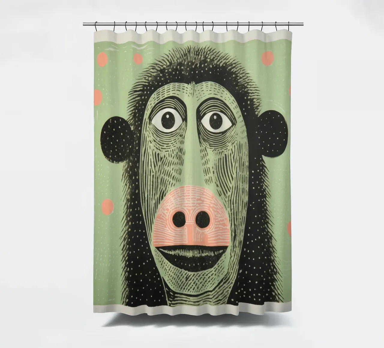 Babbuino verde 1 tenda da doccia da Minimal Animal Art