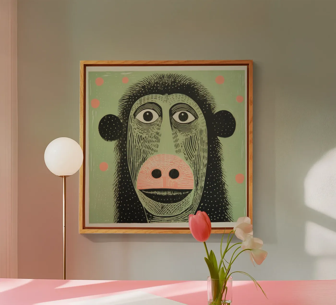 Green Baboon plexiglass da Minimal Animal Art