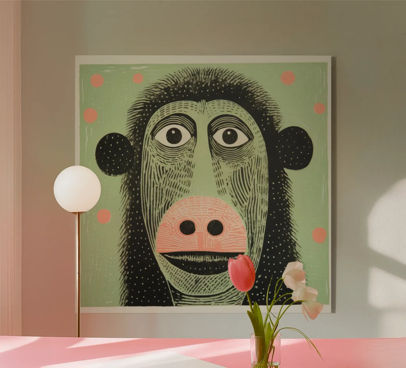Green Baboon plexiglass da Minimal Animal Art