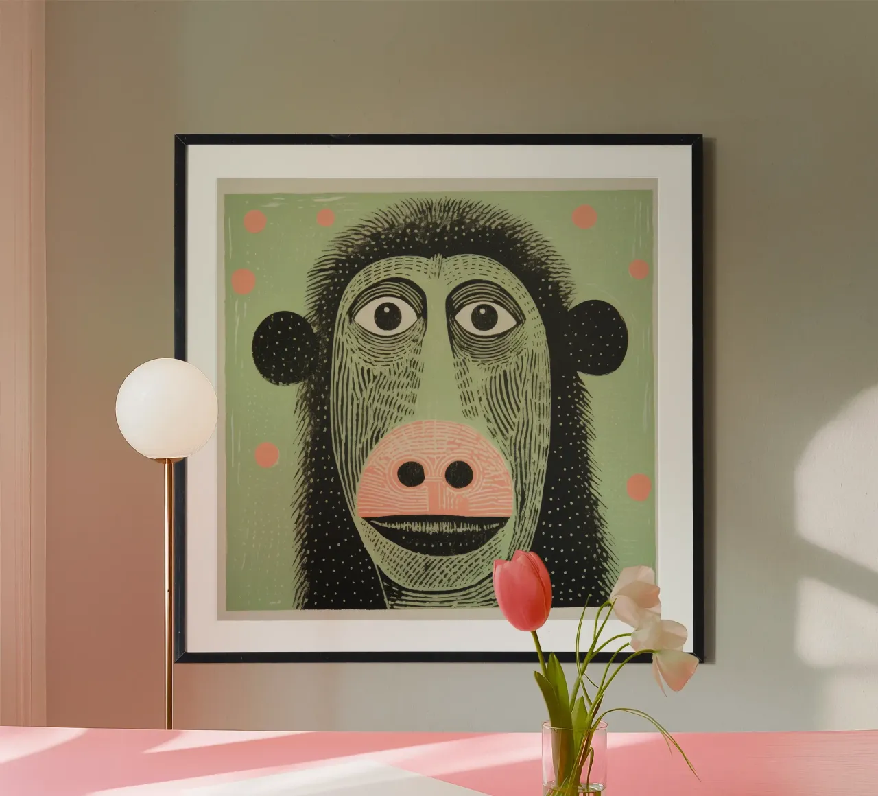 Babbuino verde 1 poster da Minimal Animal Art