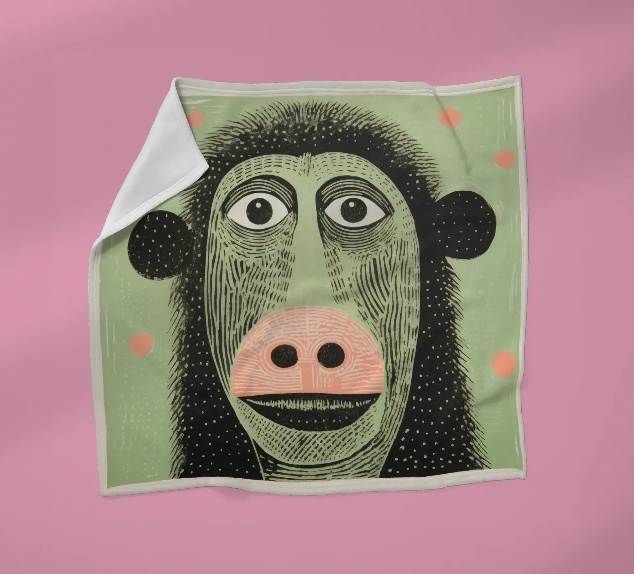 Babbuino verde 1 coperta in pile da Minimal Animal Art