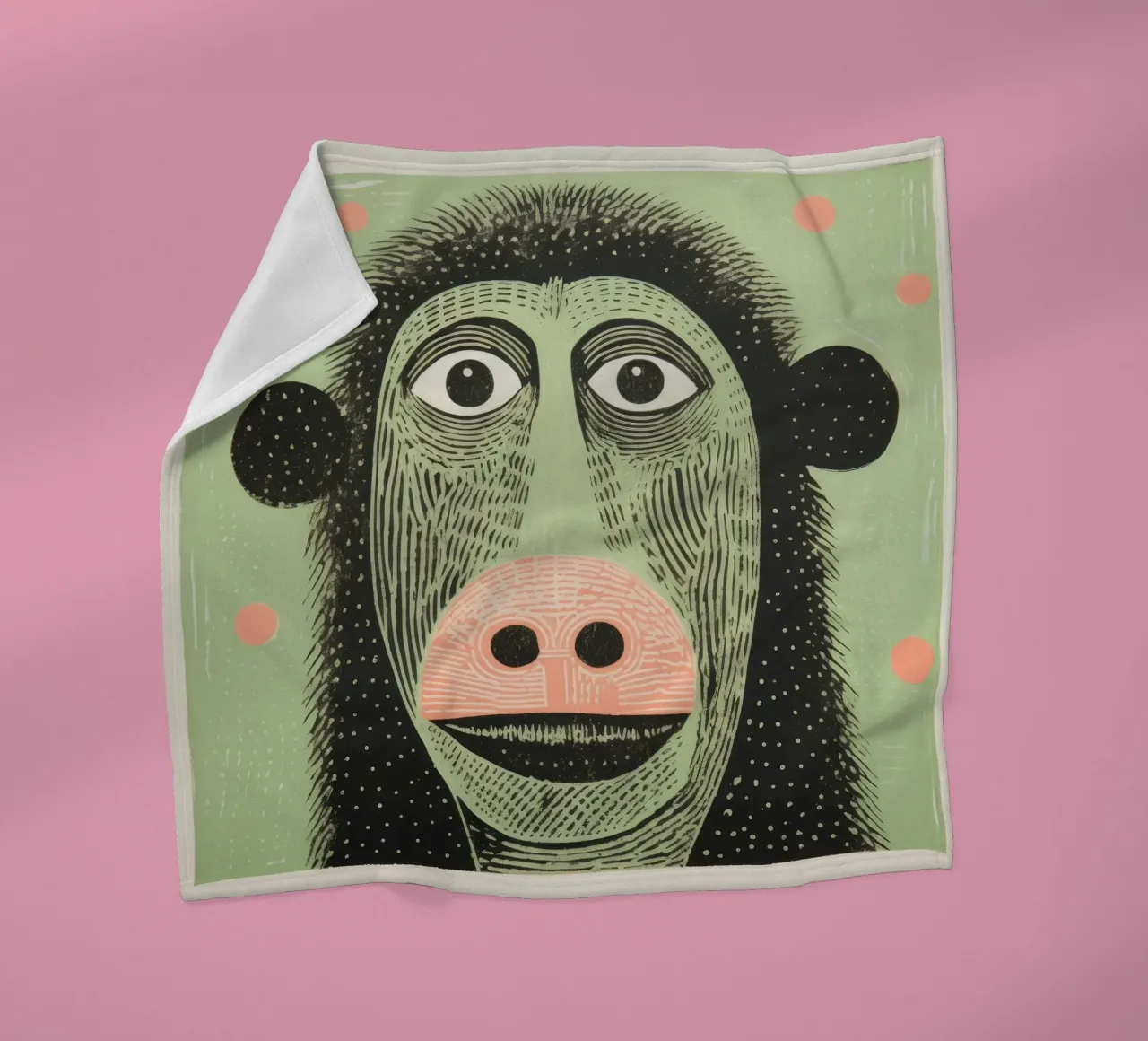 Babbuino verde coperta in pile da Minimal Animal Art