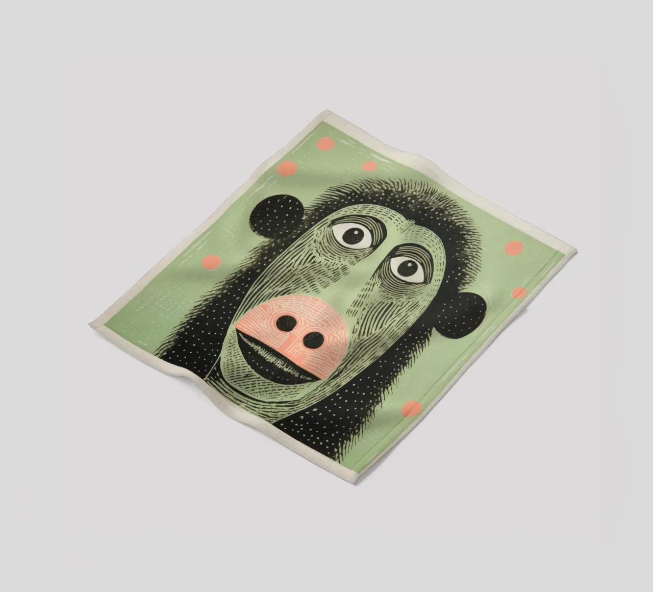 Babbuino verde 1 coperta in pile da Minimal Animal Art