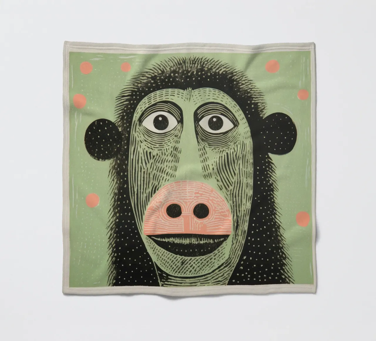 Babbuino verde 1 coperta in pile da Minimal Animal Art
