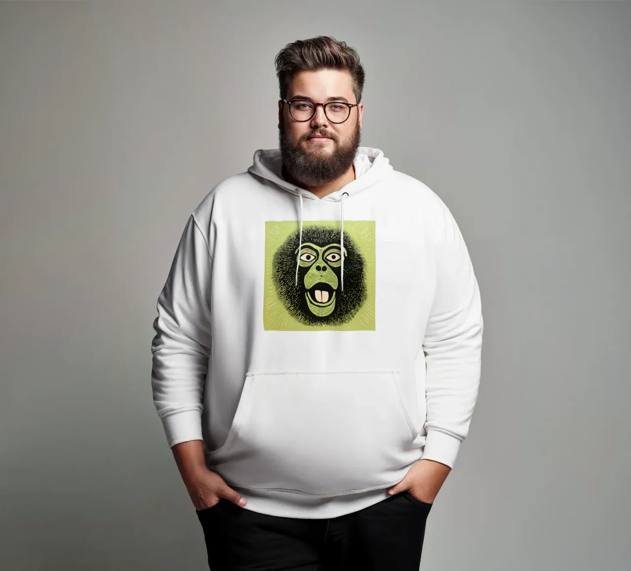 Babbuino verde felpa con cappuccio da Minimal Animal Art