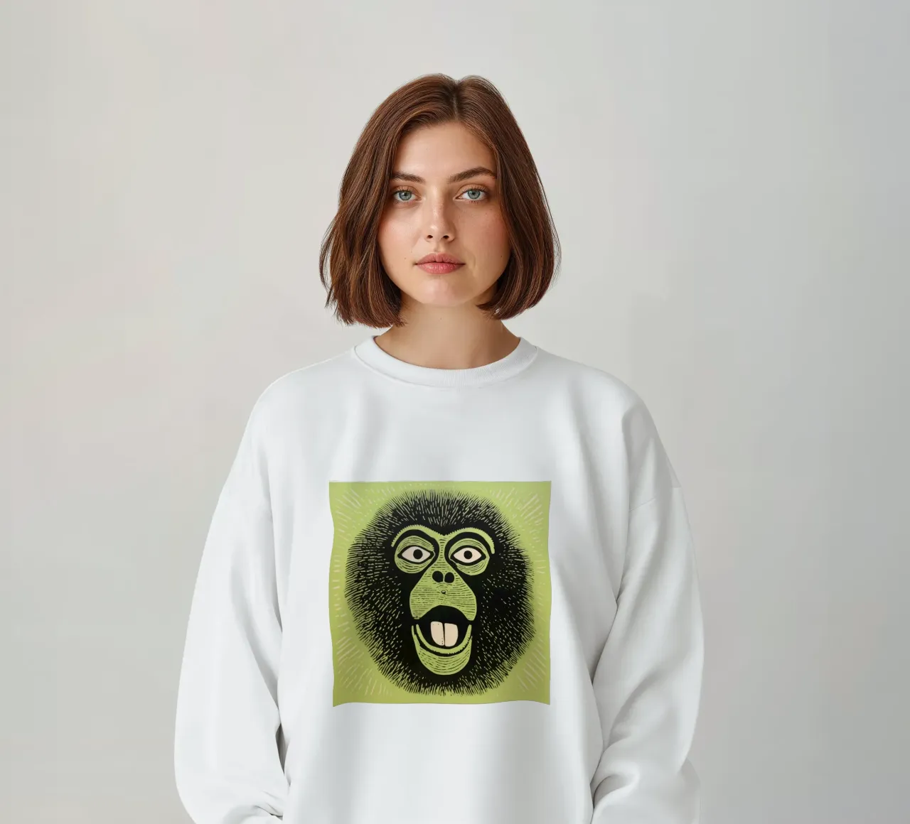 Babbuino verde 2 felpa da Minimal Animal Art