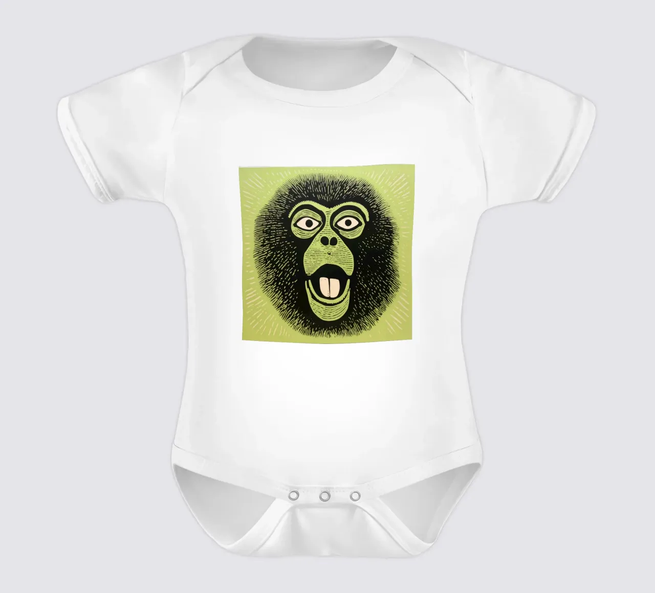 Babbuino verde 2 body neonato maniche corte da Minimal Animal Art