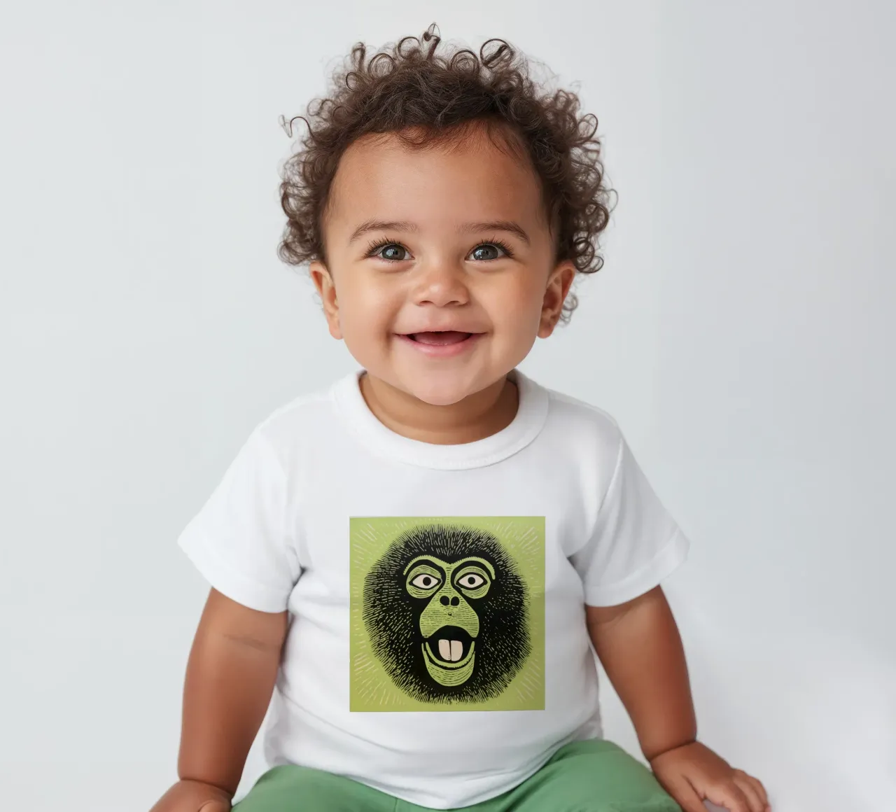 Babbuino verde 2 maglietta neonato da Minimal Animal Art