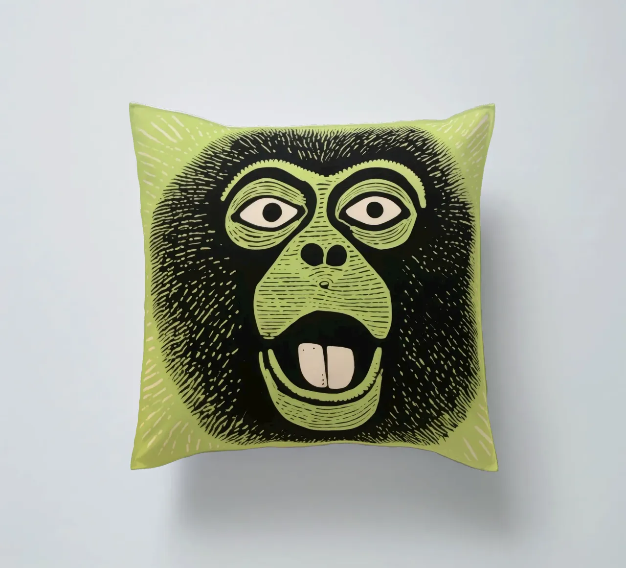 Babbuino verde cuscino da Minimal Animal Art
