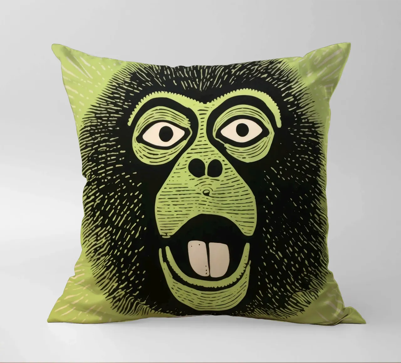 Babbuino verde cuscino da Minimal Animal Art