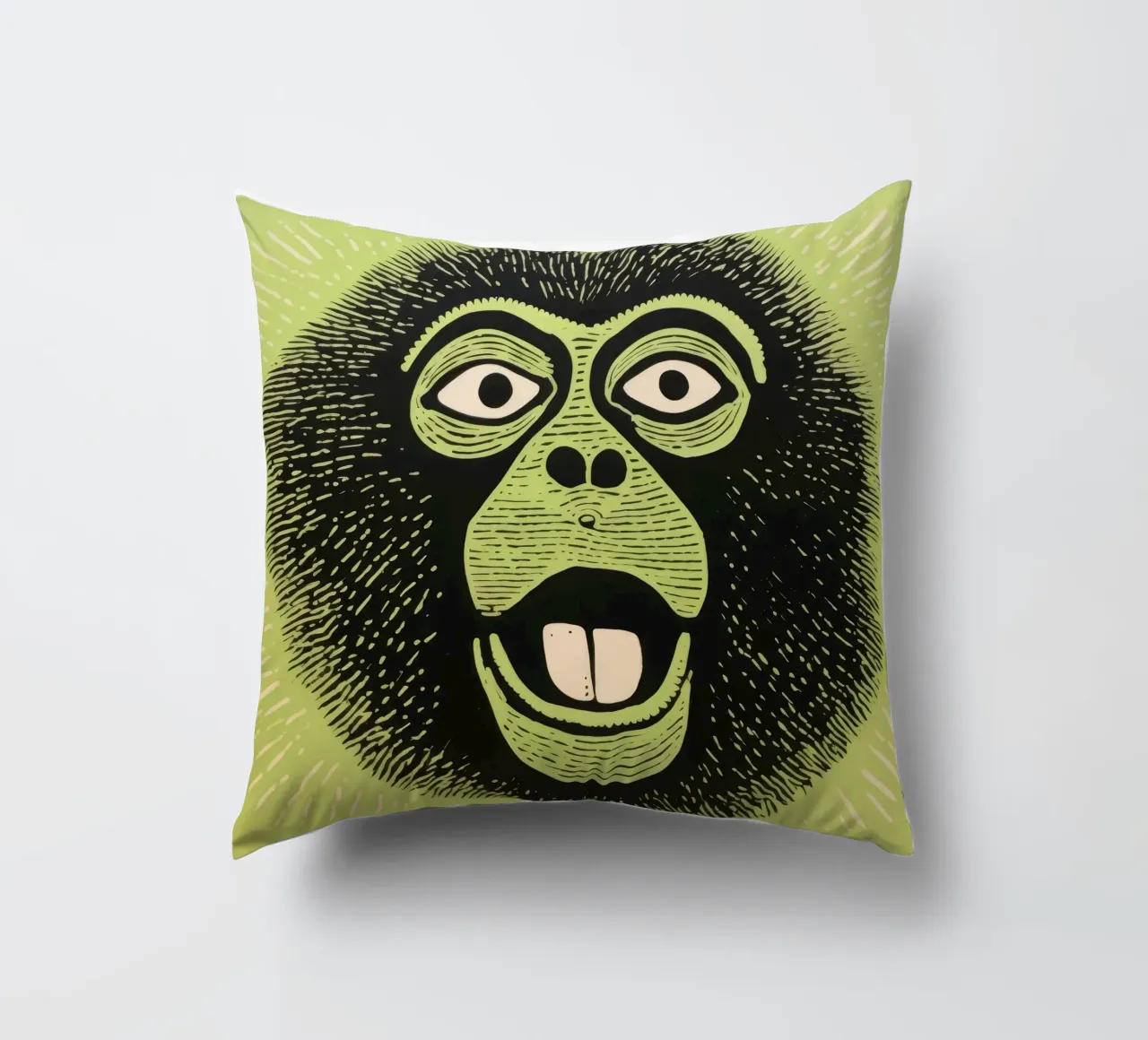 Babbuino verde cuscino da Minimal Animal Art