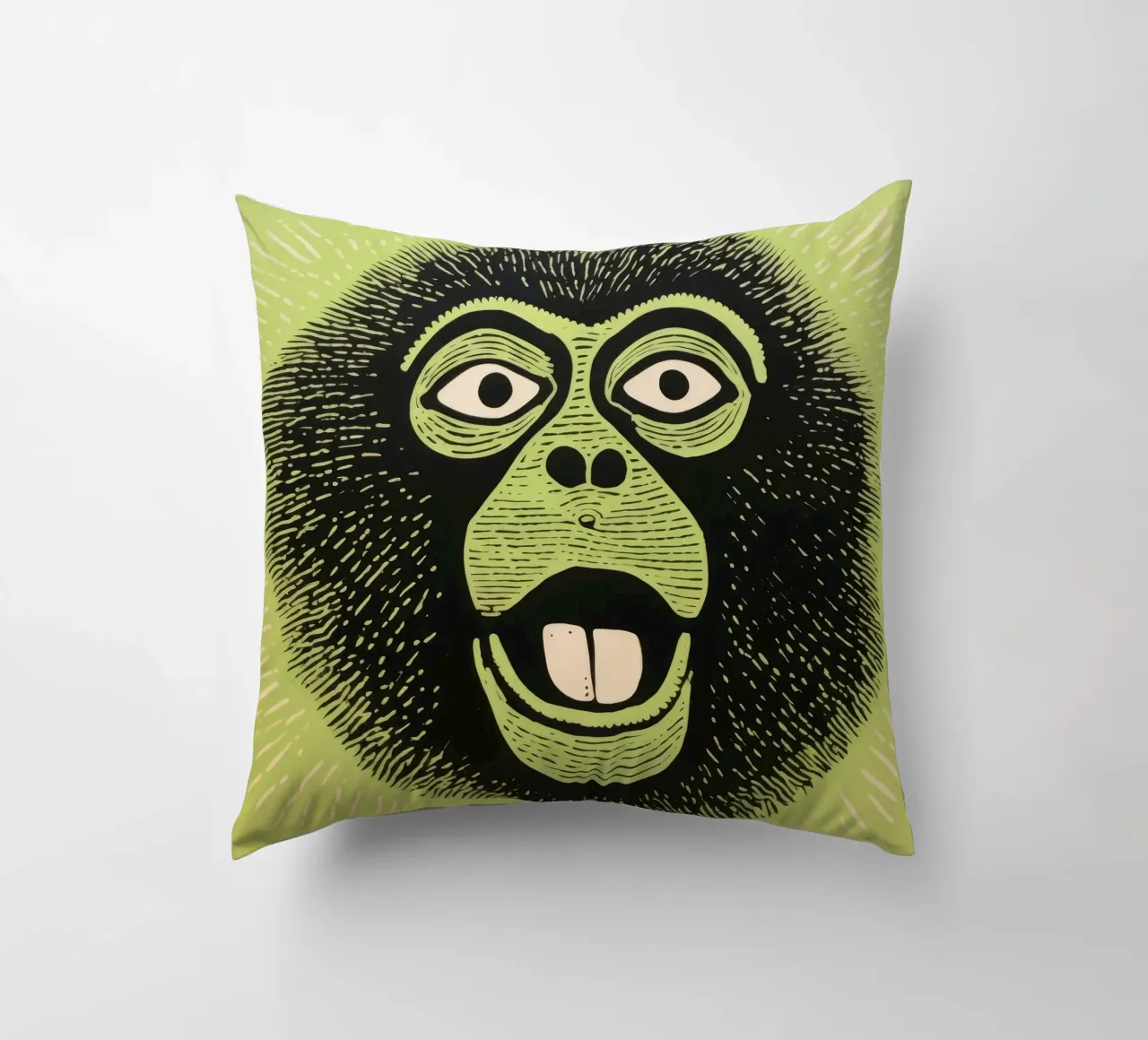 Babbuino verde cuscino da Minimal Animal Art