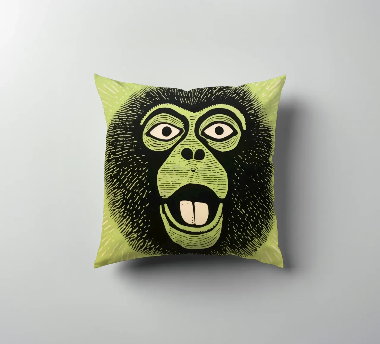 Babbuino verde cuscino da Minimal Animal Art