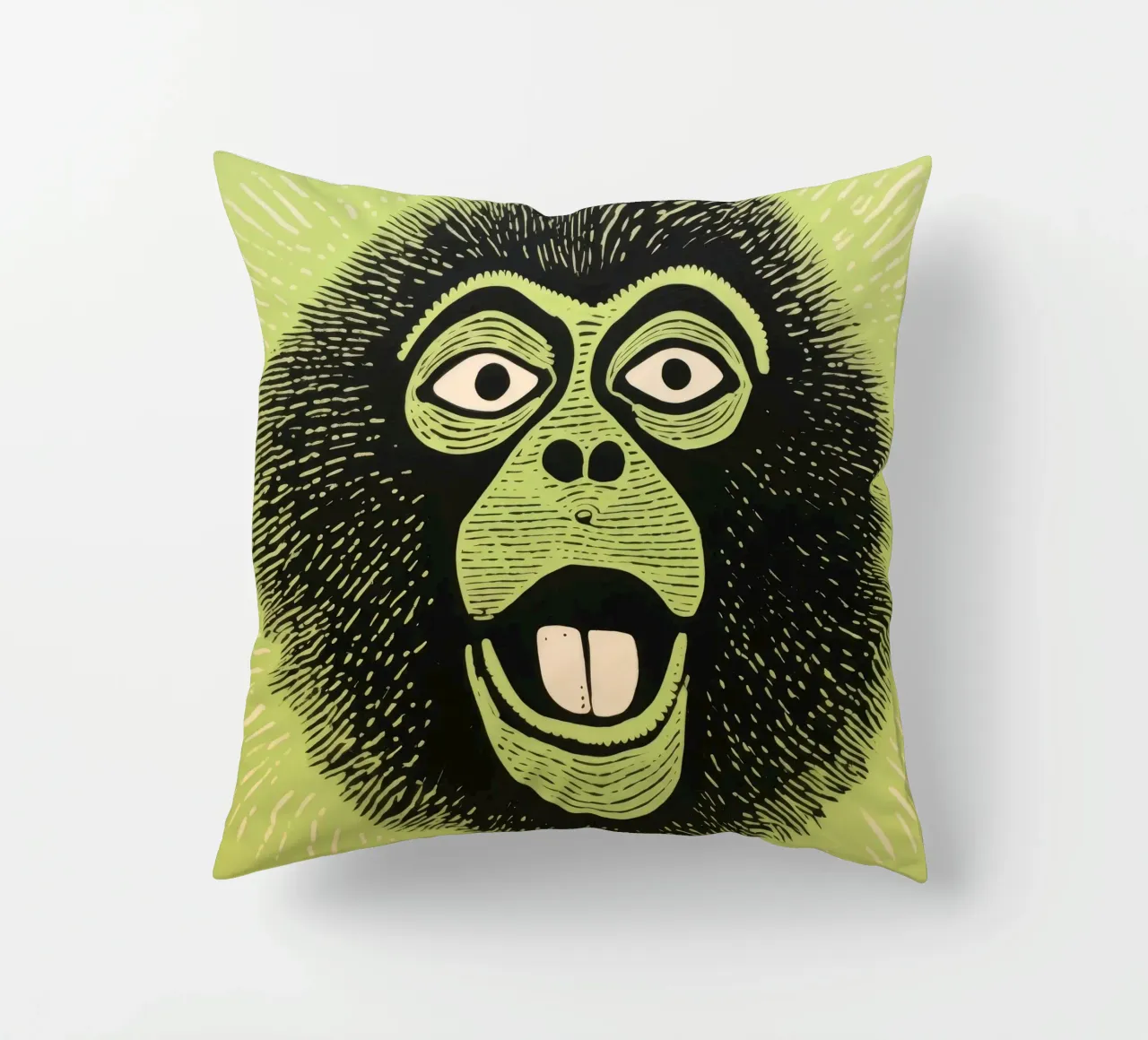 Babbuino verde cuscino da Minimal Animal Art