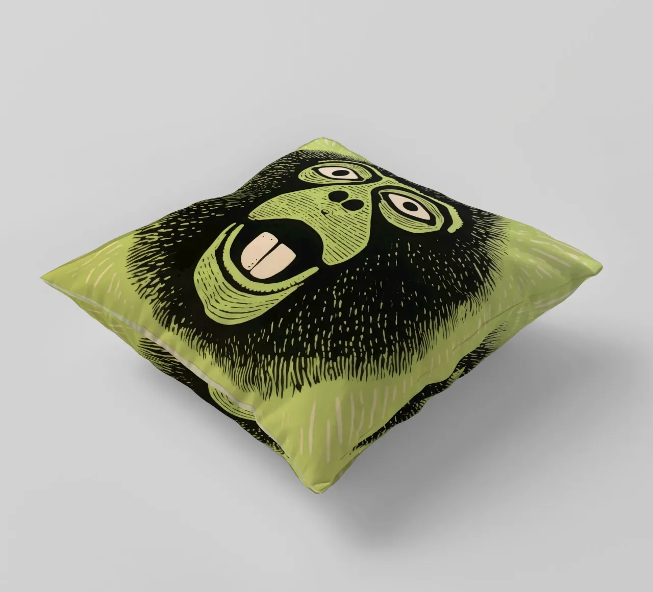 Babbuino verde cuscino da Minimal Animal Art