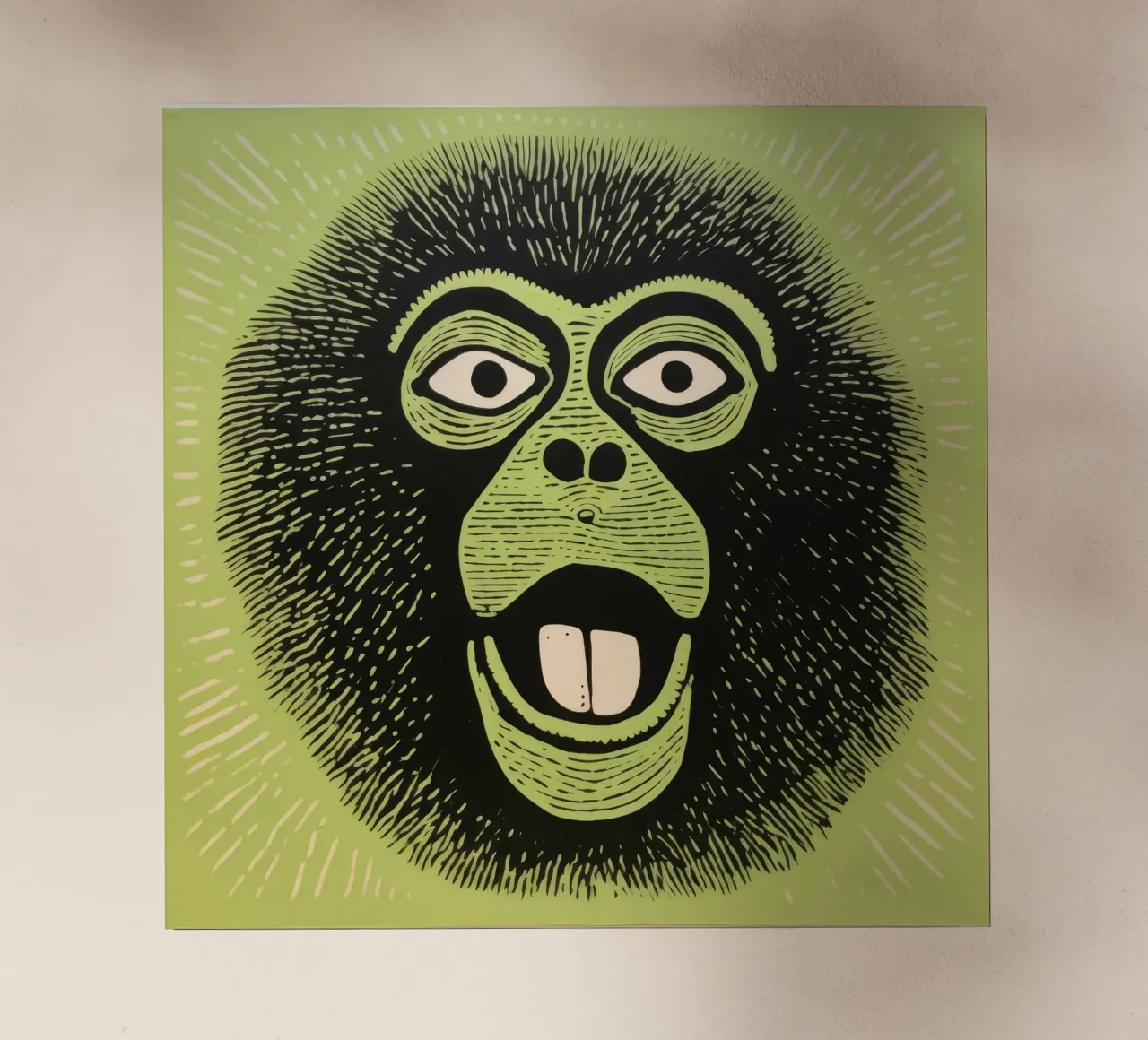Babbuino verde pellicola backlit da Minimal Animal Art