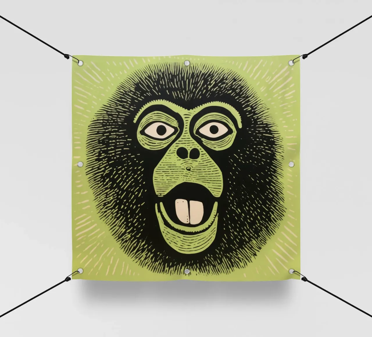 Babbuino verde telo in pvc da Minimal Animal Art