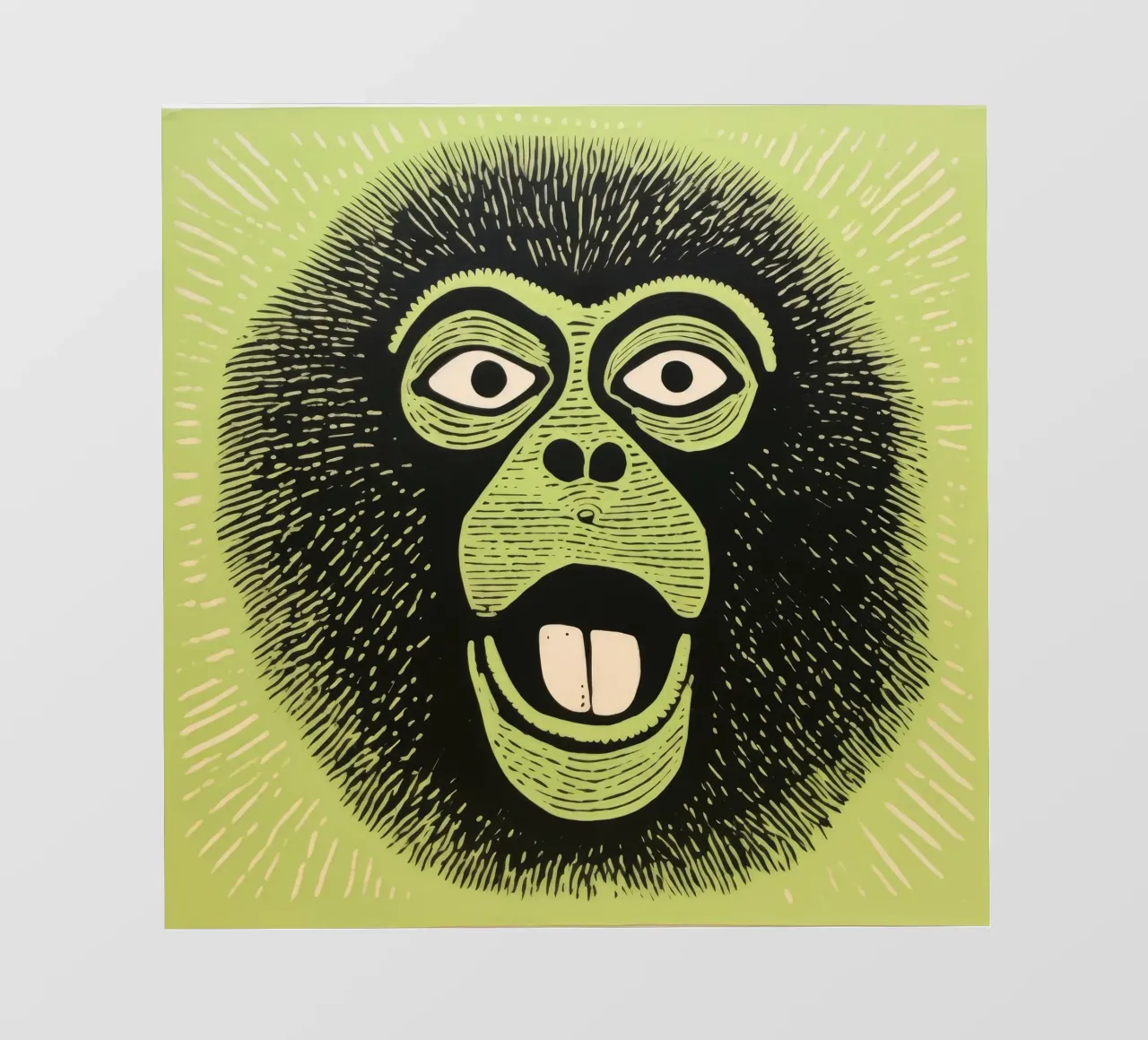 Babbuino verde telo in pvc da Minimal Animal Art