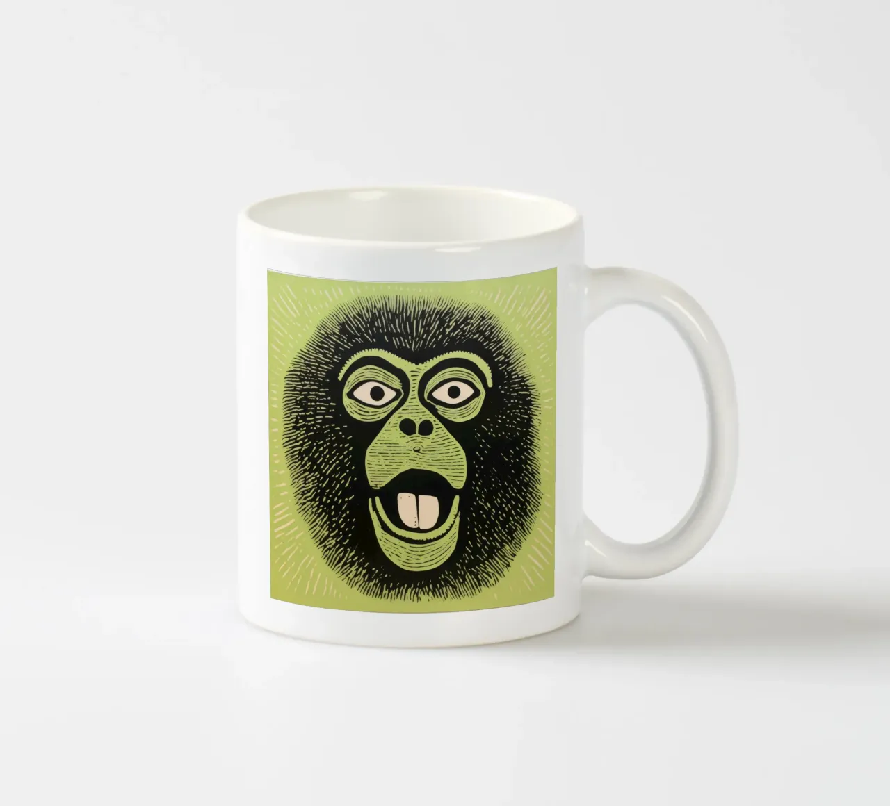 Babbuino verde 2 tazza in ceramica da Minimal Animal Art