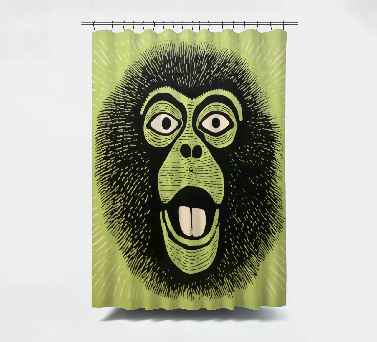 Babbuino verde 2 tenda da doccia da Minimal Animal Art