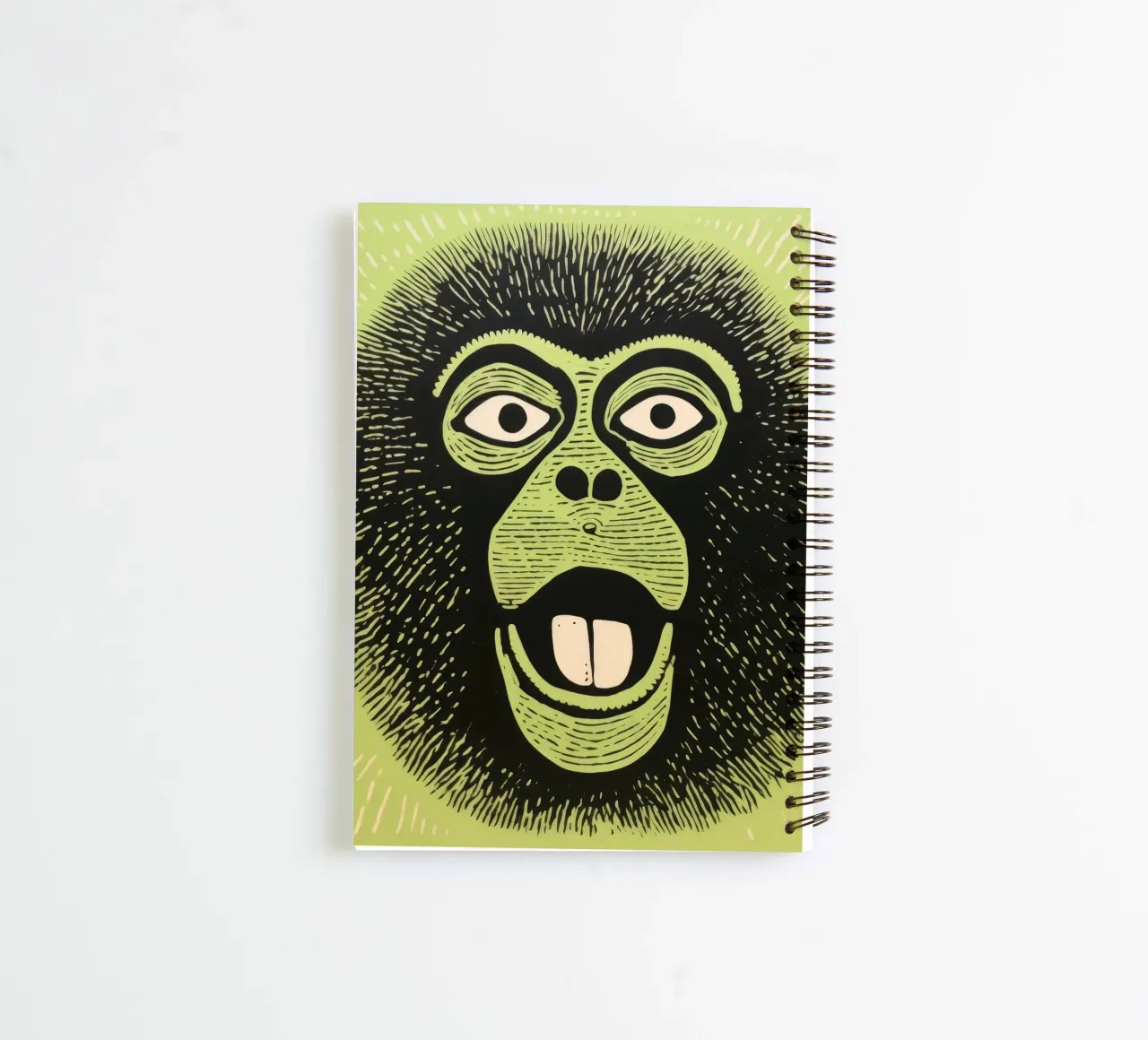 Babbuino verde 2 diario ad anelli da Minimal Animal Art