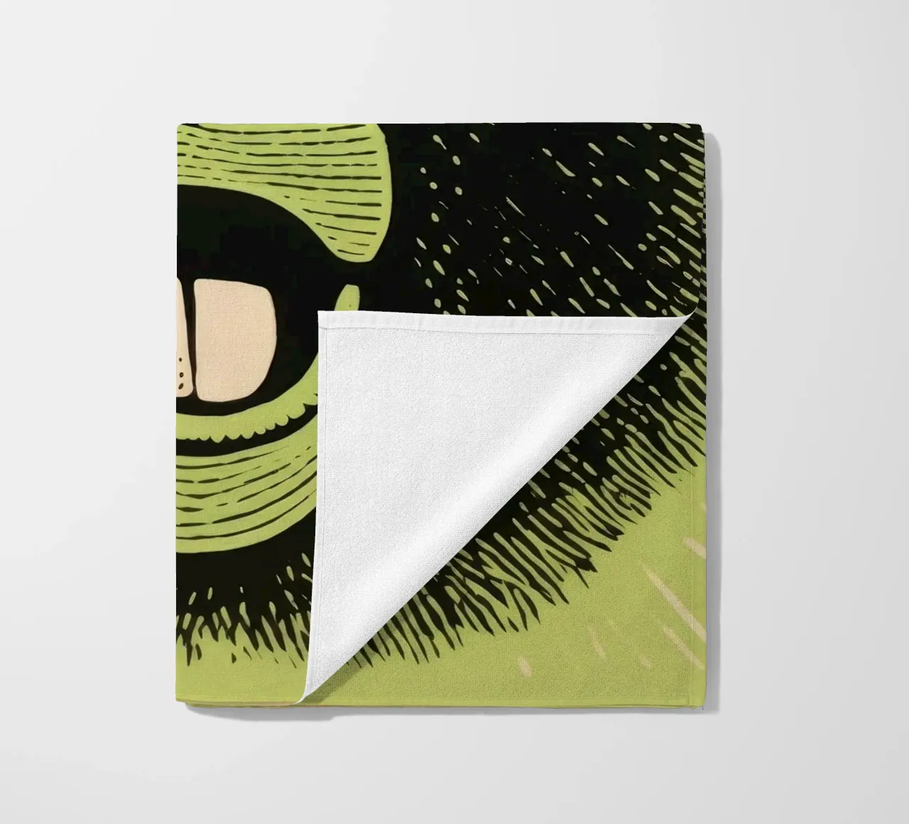 Babbuino verde 2 telo mare da Minimal Animal Art