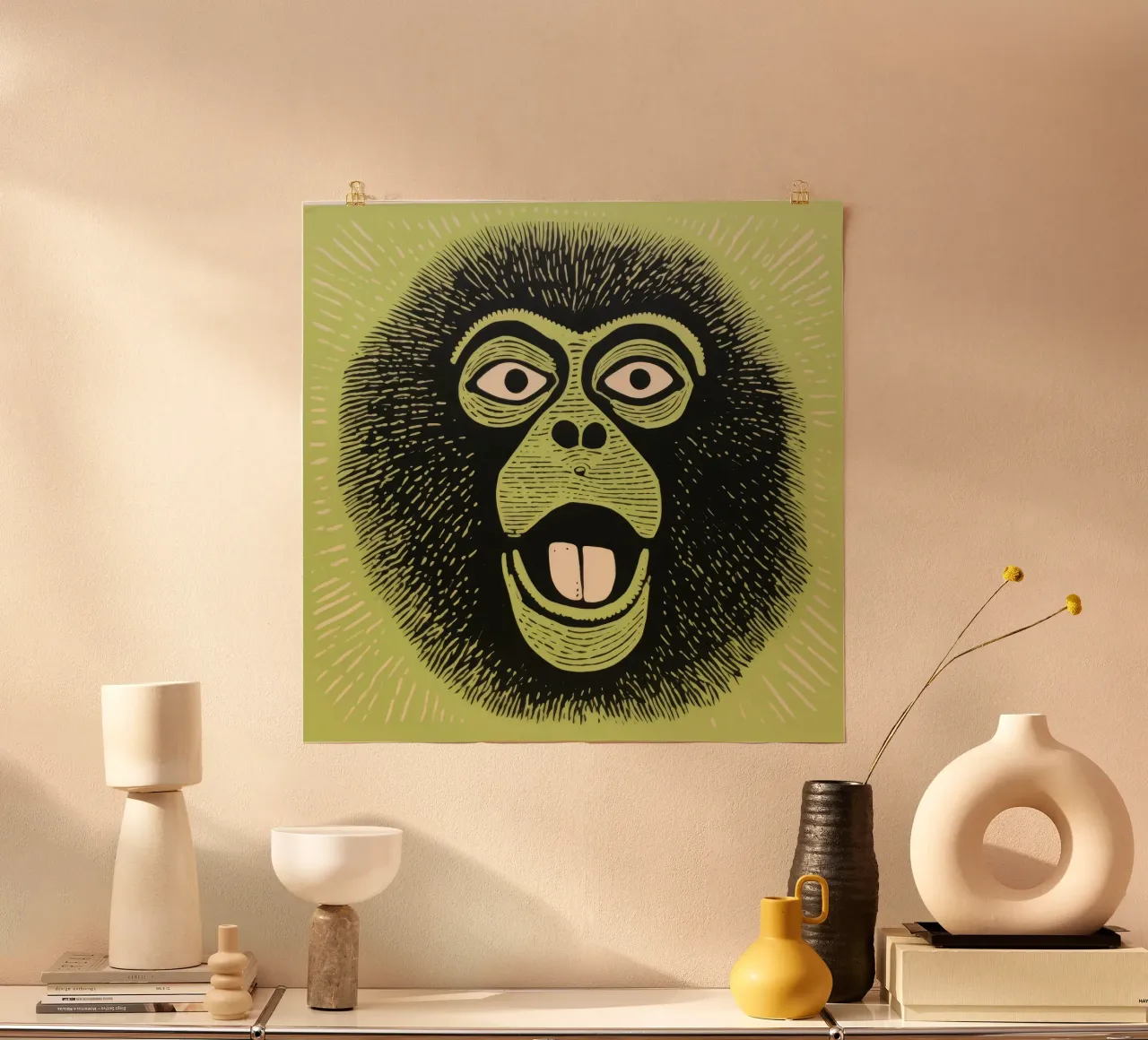 Babbuino verde carta hahnemühle da Minimal Animal Art