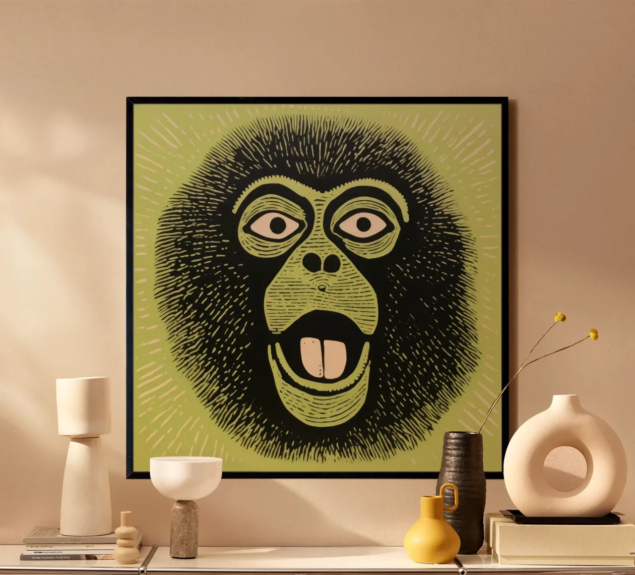 Babbuino verde carta hahnemühle da Minimal Animal Art