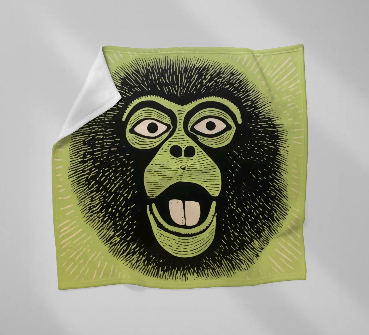 Babbuino verde 2 coperta in pile da Minimal Animal Art