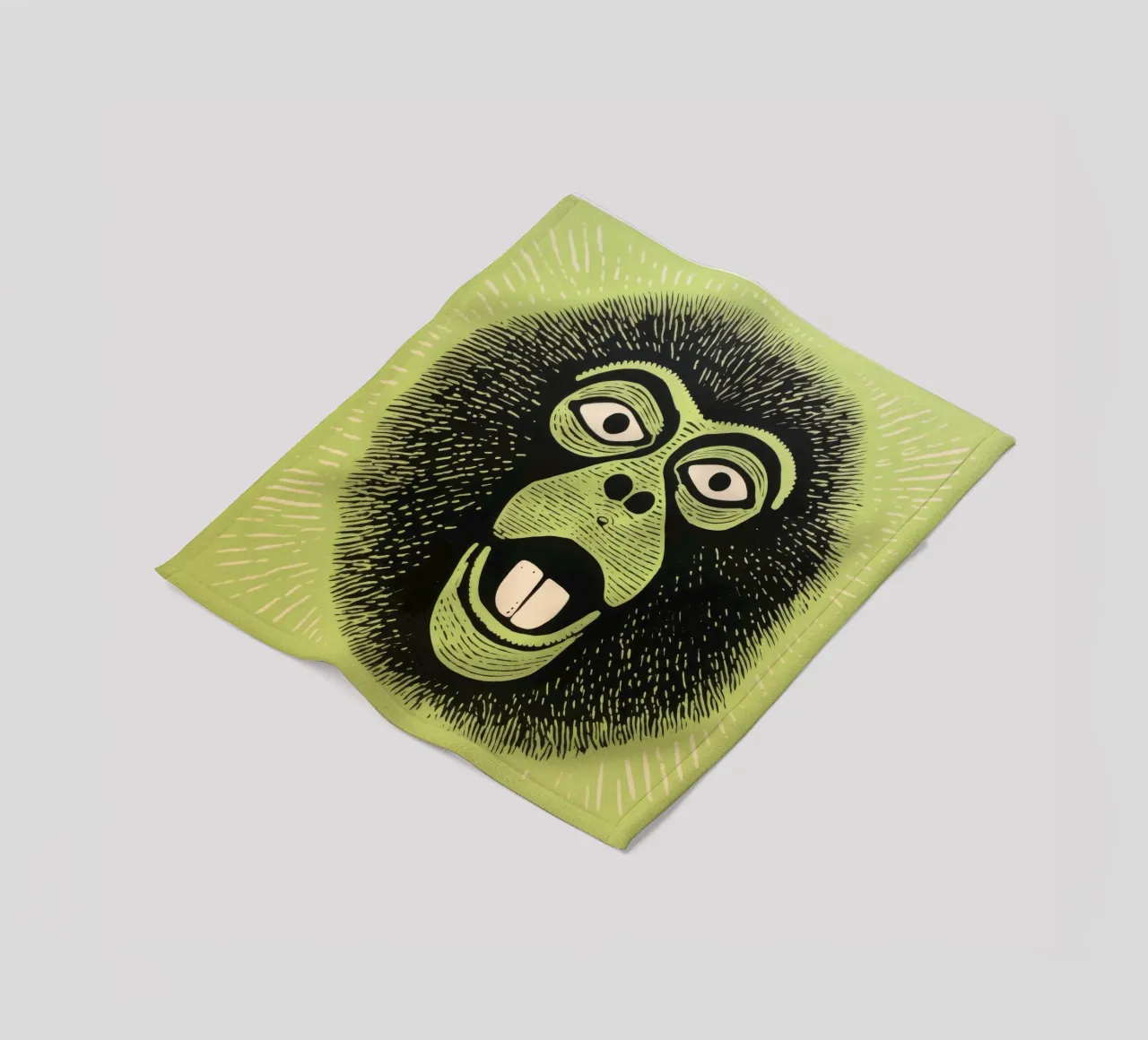 Babbuino verde 2 coperta in pile da Minimal Animal Art