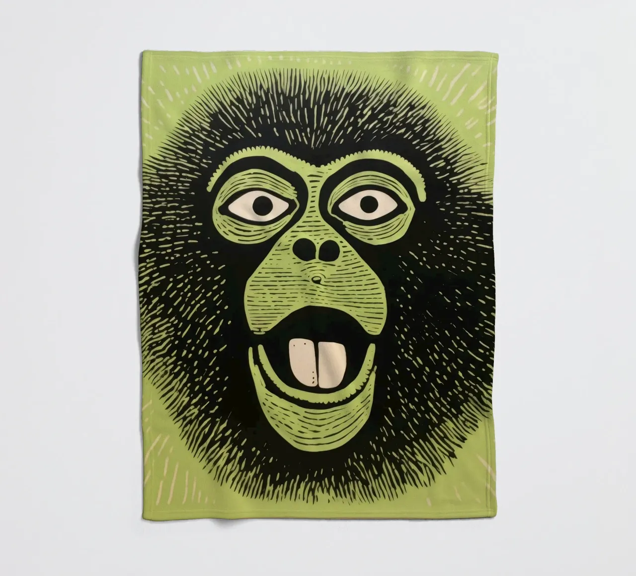 Babbuino verde 2 coperta in pile da Minimal Animal Art
