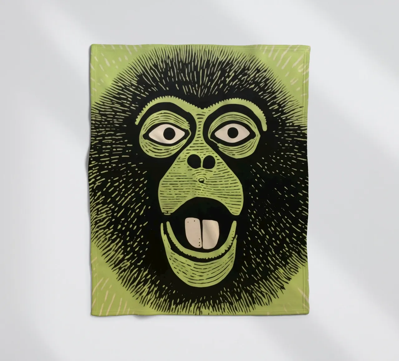 Babbuino verde 2 coperta in pile da Minimal Animal Art