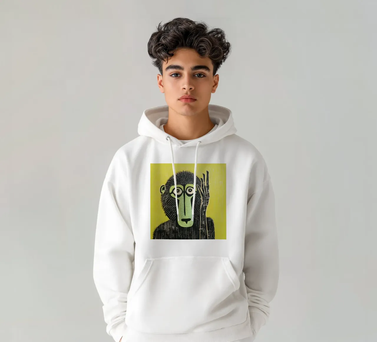 Grüner Pavian 3 Hoodie von Minimal Animal Art