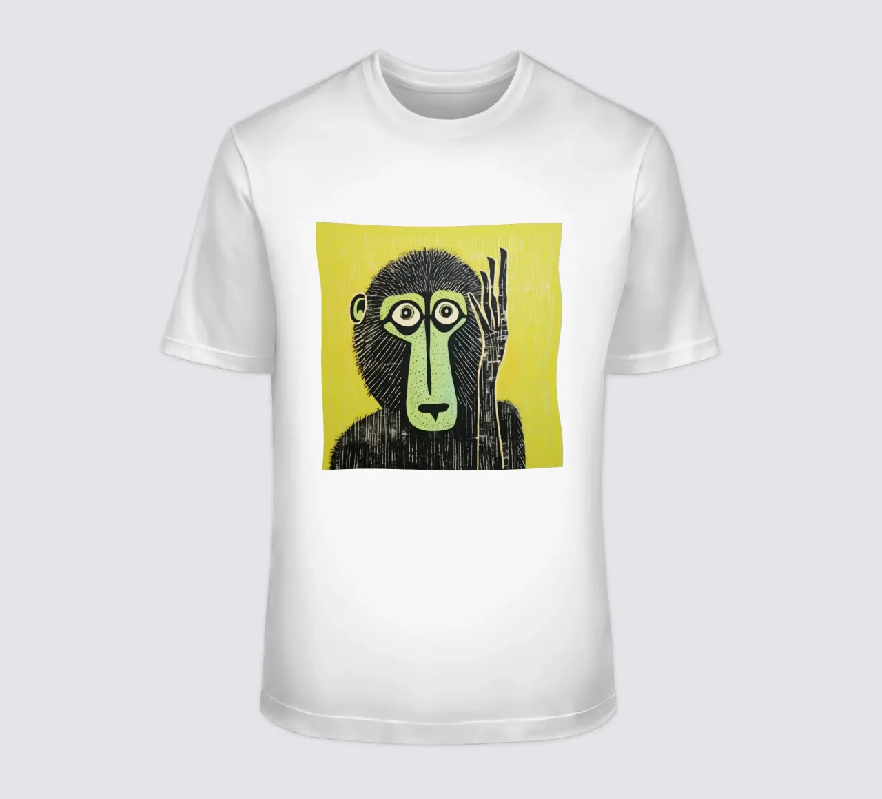 Babbuino verde t-shirt da Minimal Animal Art